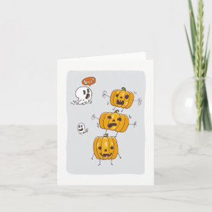 Tarjeta Funny Pumpkins and Ghosts Note Card
