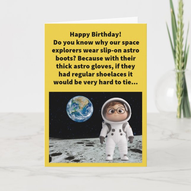 Tarjeta Funny Pun Astro sabe de cumpleaños feliz (Anverso)