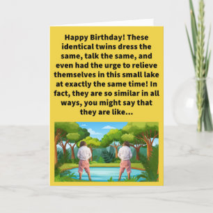 Tarjeta Funny Pun Dos Pees en un Estanque Feliz Cumpleaños