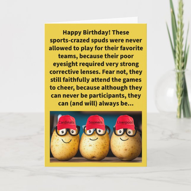 Tarjeta Funny Pun Especificación Taters Happy Birday (Anverso)