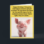 Tarjeta Funny Pun Ham Cuffs Feliz cumpleaños<br><div class="desc">¿Puede tener alguna vez demasiadas tarjetas de felicitación de prisioneros porky? No pretendo atraer la atención o ser demasiado marica,  ¡pero nunca salchiche una tarjeta graciosa! ¡Por favor,  disfruta de esta divertida tarjeta de cumpleaños feliz!</div>