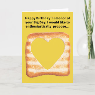 Tarjeta Funny Pun Holeheart Toast Feliz Cumpleaños