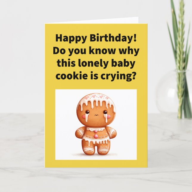 Tarjeta Funny Pun Lonely Baby Cookie Happy Birthday (Anverso)