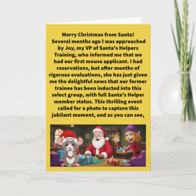 Tarjeta Funny Pun Mice Elf Merry Navidad (Anverso)