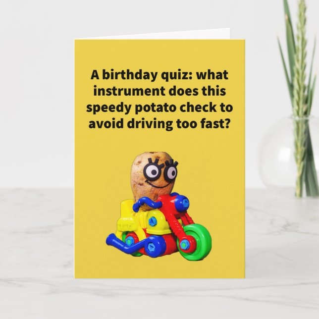 Tarjeta Funny Pun Spud-O-Meter Cumpleaños (Anverso)