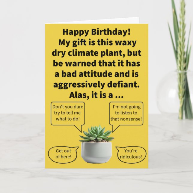 Tarjeta Funny Pun Truculent Succulent Feliz cumpleaños (Anverso)
