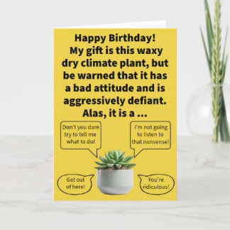 Tarjeta Funny Pun Truculent Succulent Feliz cumpleaños