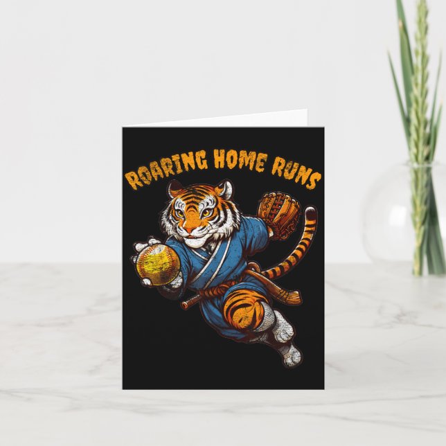 Tarjeta Funny Quote Roaring Home Run Ball Retro Tiger Love (Anverso)