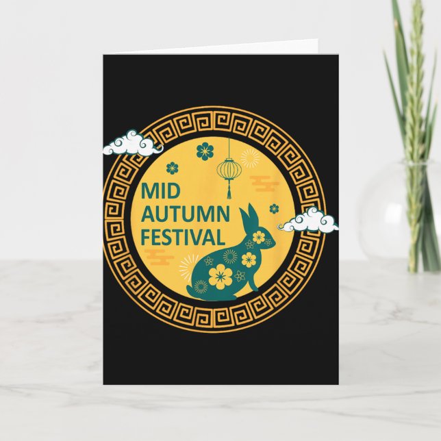 Tarjeta Funny Rabbits Mooncake Chinese New Year Mid Autumn (Anverso)