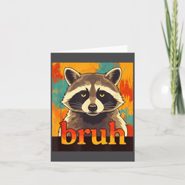 Tarjeta Funny Raccoon Bruh Meme Teens Boys Girls Men Graph (Anverso)