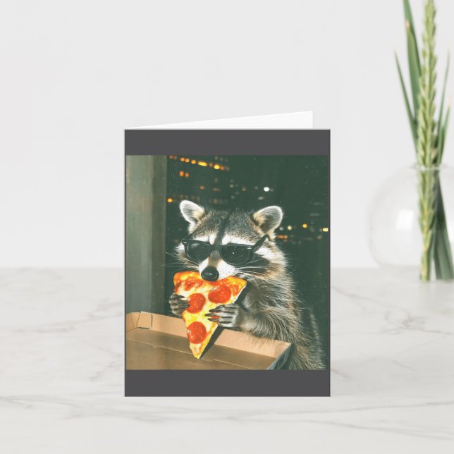 Tarjeta Funny Raccoon Eating Zza Animal Meme Men Women Kid (Anverso)