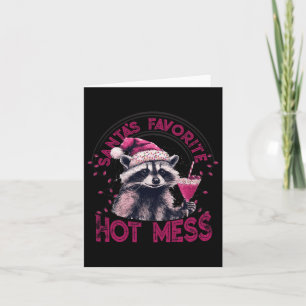 Tarjeta Funny Raccoon, el Navidad favorito de Santa Mess