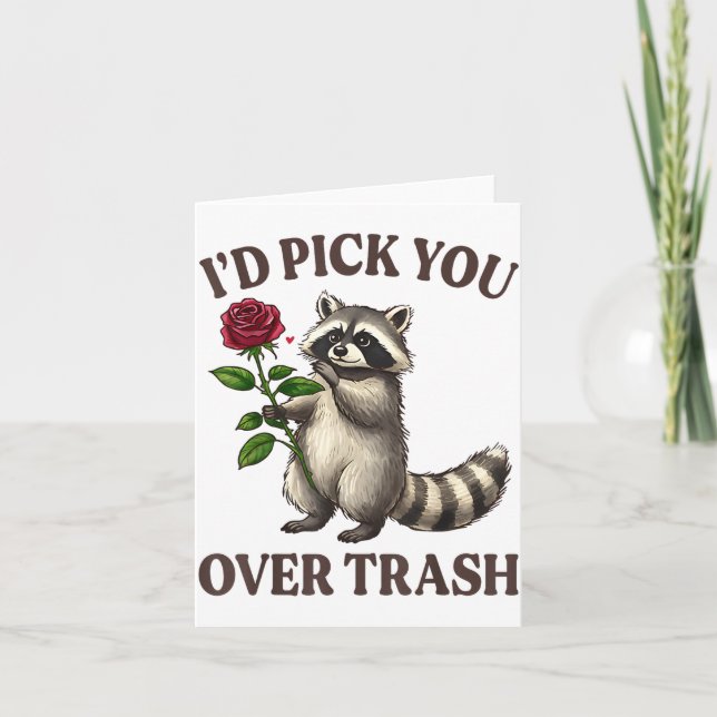 Tarjeta Funny Raccoon I’d Ck You Over Trash Valentines Day (Anverso)