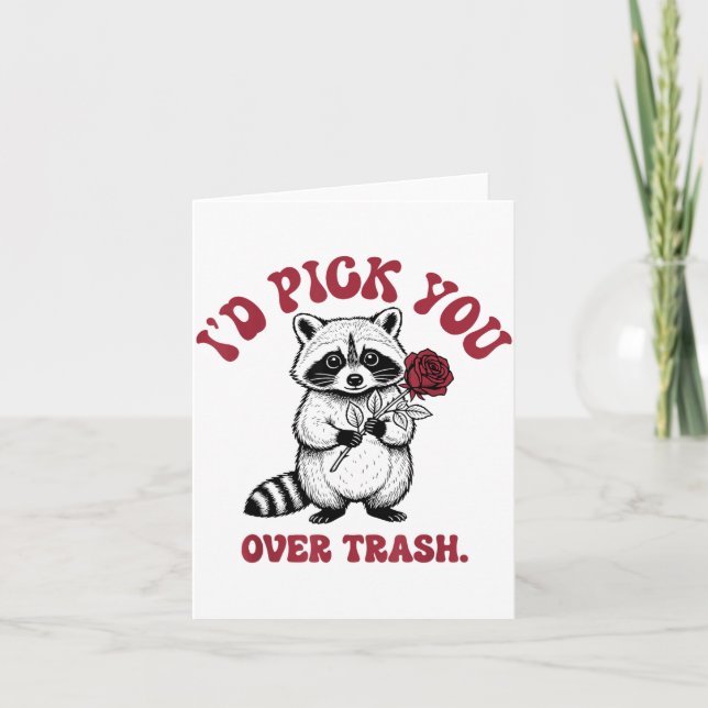 Tarjeta Funny Raccoon I’d Ck You Over Trash Valentines Day (Anverso)