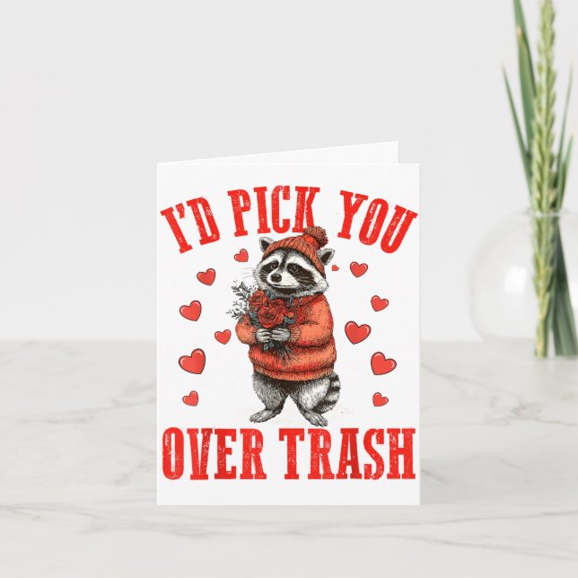 Tarjeta Funny Raccoon I’d Ck You Over Trash Valentines Day (Anverso)