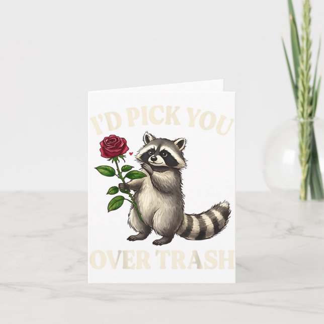 Tarjeta Funny Raccoon I’d Ck You Over Trash Valentines Day (Anverso)