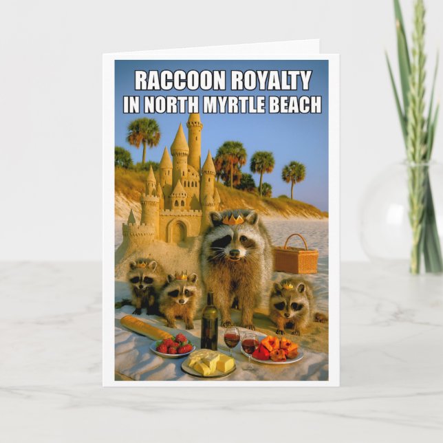 Tarjeta Funny Raccoon Royalty in North Myrtle Beach (Anverso)