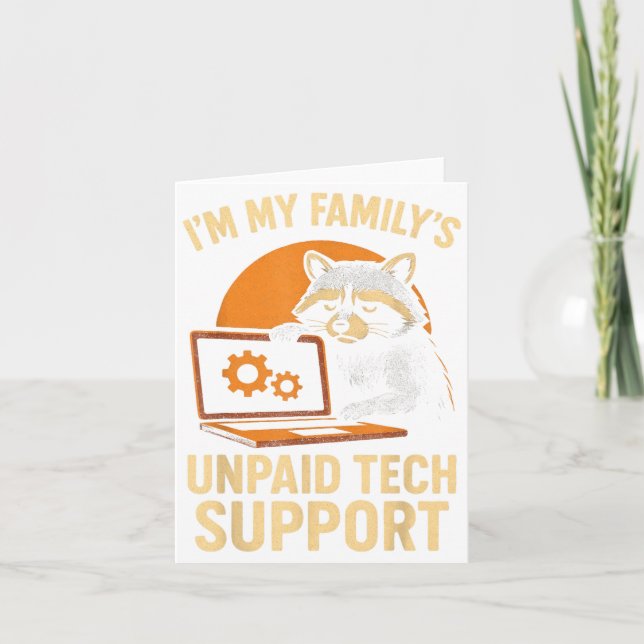 Tarjeta Funny Raccoon Tech Lover Graphic Tee Computer Geek (Anverso)