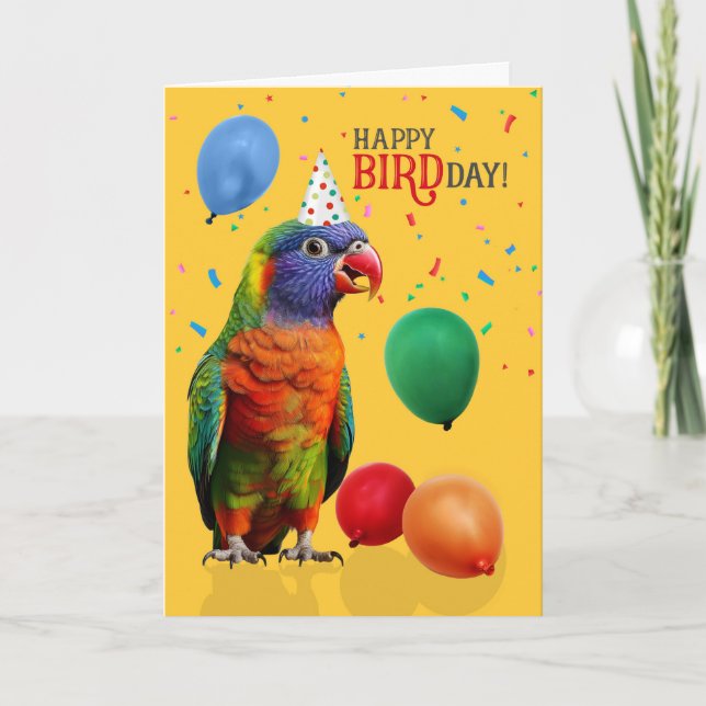 Tarjeta Funny Rainbow Lorikeet Parrot Birthday (Anverso)