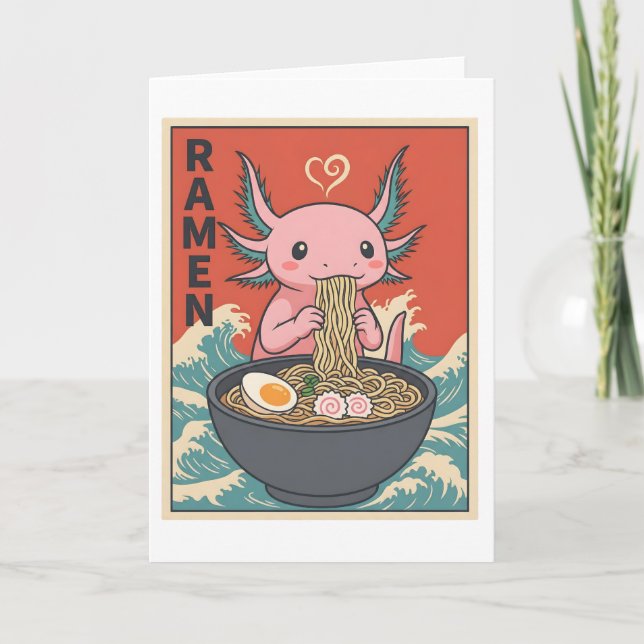 Tarjeta Funny Ramen Axolotl Noodle Lover Cute Creature (Anverso)