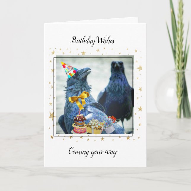 Tarjeta Funny Raven Birthday Card (Anverso)