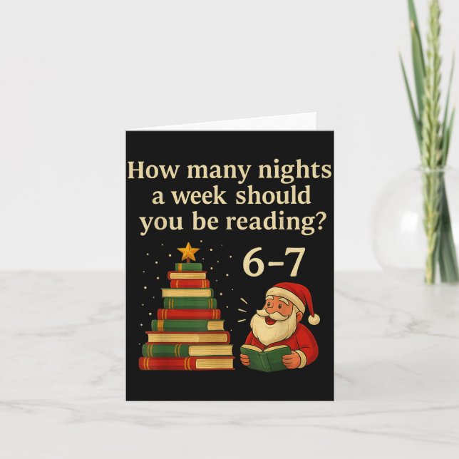 Tarjeta Funny Reading Christmas Tree Book– Reading 6 7 Mem (Anverso)