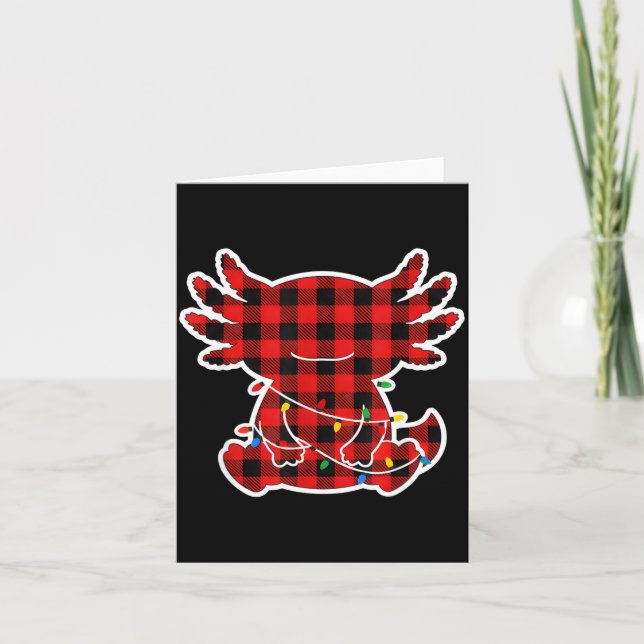 Tarjeta Funny Red And Black Buffalo Plaid Axolotl Christma (Anverso)