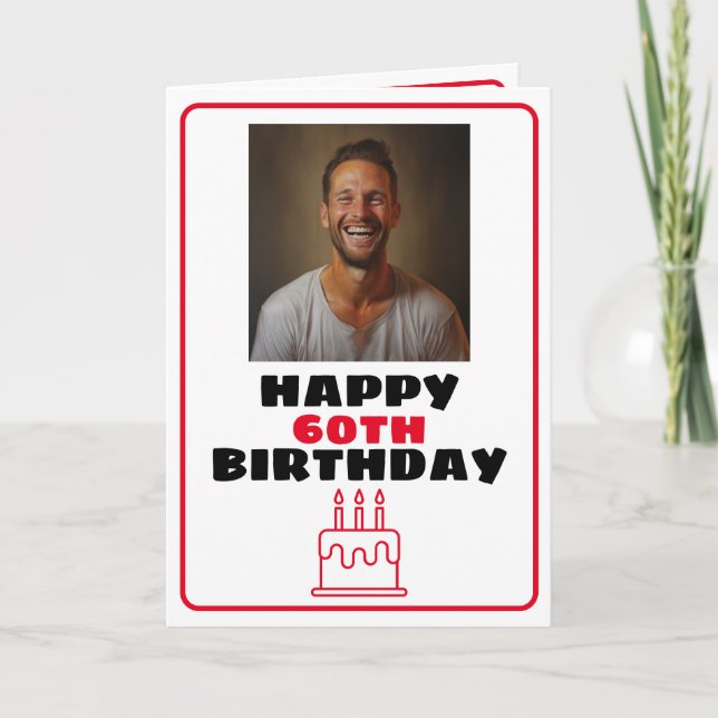 Tarjeta Funny Red and White Photo Husband Cumpleaños (Anverso)