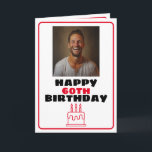 Tarjeta Funny Red and White Photo Husband Cumpleaños<br><div class="desc">Funny Red and White Photo Husband Cumpleaños, un diseño divertido y genial hecho para cualquiera que busque una tarjeta de cumpleaños única para su esposo en su cumpleaños. El diseño es simple y llamativo, tiene un marco simple, un pastel de cumpleaños, una foto en el medio y la información editable...</div>