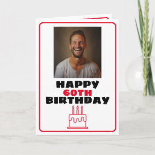 Tarjeta Funny Red and White Photo Husband Cumpleaños
