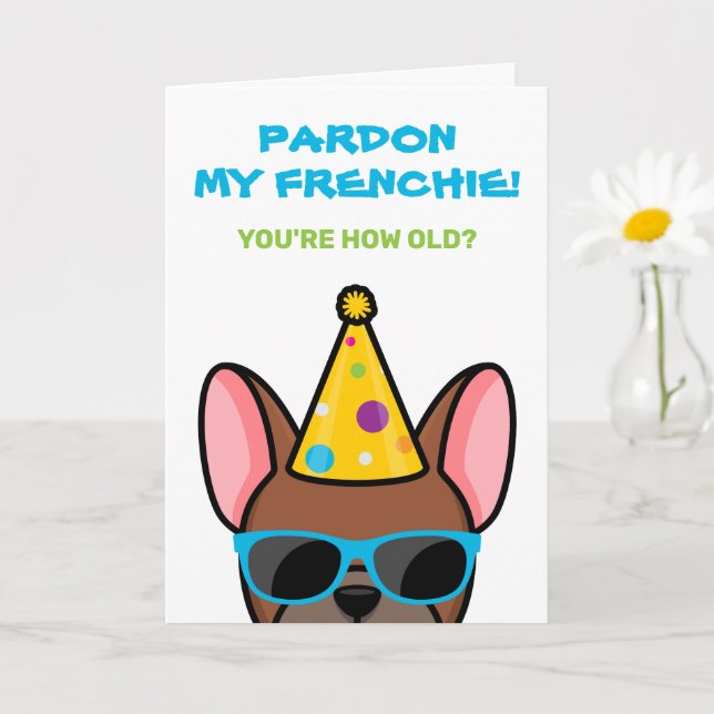 Tarjeta Funny Red Fawn Bulldog francés Frenchie Birthday C (Planta pequeña)