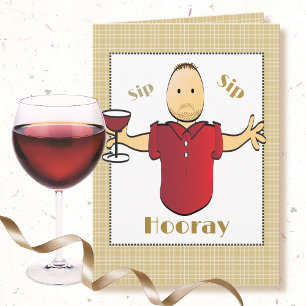 Tarjeta Funny Red Wine Toast Masculino Personalizado Feliz