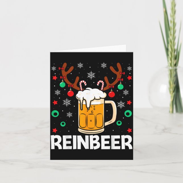Tarjeta Funny Reinbeer Winedeer Beer Wine Matching Couples (Anverso)