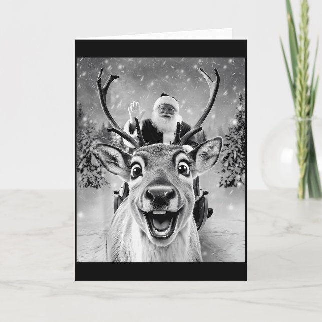 Tarjeta Funny Reindeer Selfie Santa Christmas Men Women Ki (Anverso)