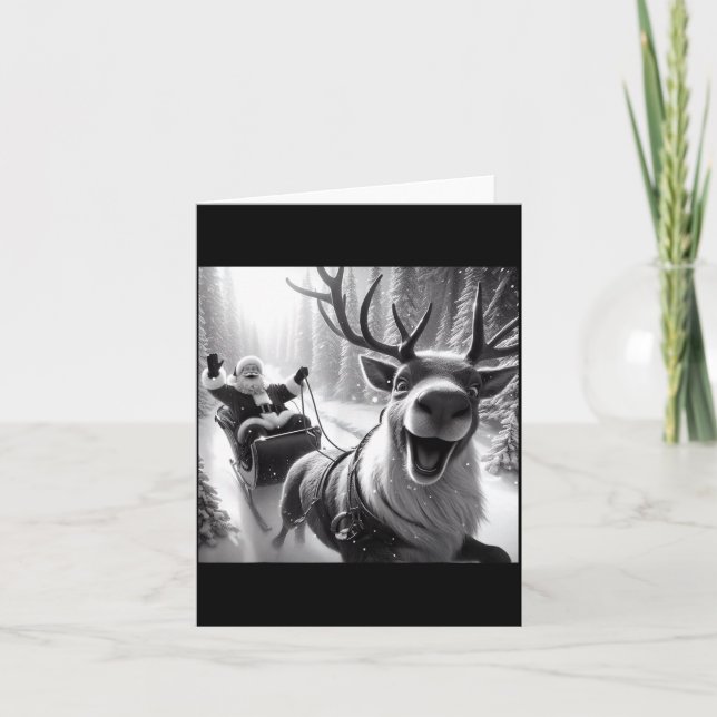 Tarjeta Funny Reindeer Selfie Santa Christmas Shirts Men W (Anverso)