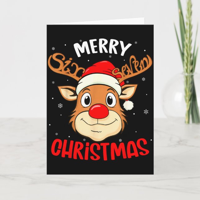 Tarjeta Funny Reindeer Six Seven 67 Meme Merry Christmas S (Anverso)