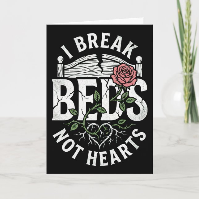 Tarjeta Funny Relationship Break Beds Not Hearts Sassy (Anverso)