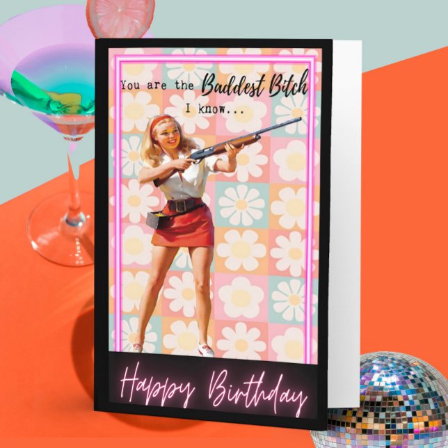 Tarjeta Funny Retro Birthday Card Best Friend-Sassy-Bad (Subido por el creador)