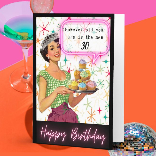 Tarjeta Funny Retro Birthday Card Best Friend-Sassy-New30 (Subido por el creador)