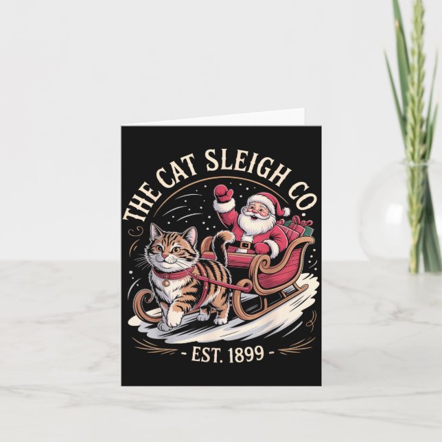 Tarjeta Funny Retro Christmas Cat  (Anverso)