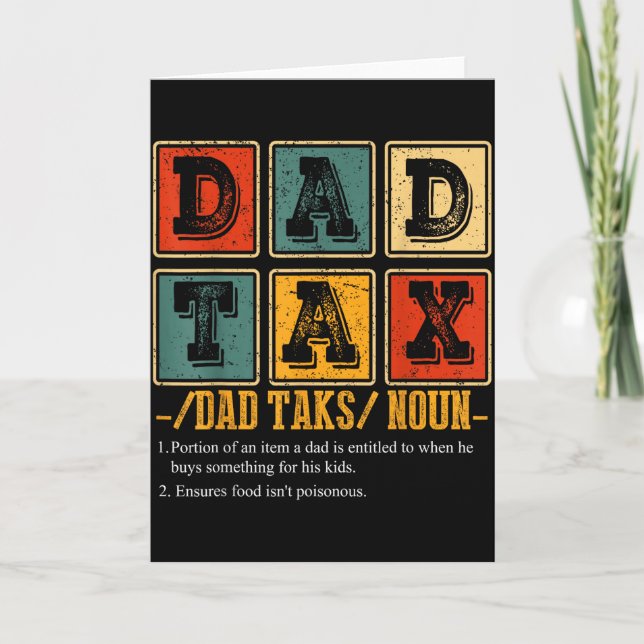 Tarjeta Funny Retro Dad Tax Definition Daddy Papa Humor Fa (Anverso)