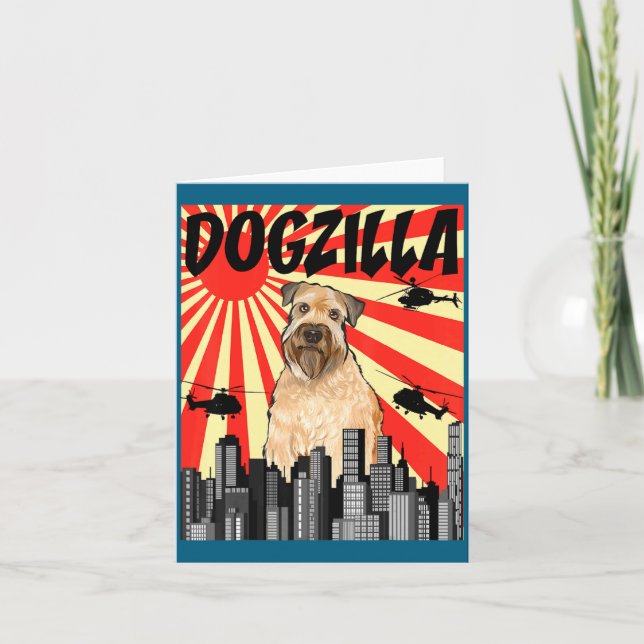 Tarjeta Funny Retro Japanese Dogzilla Soft Coated Wheaten  (Anverso)