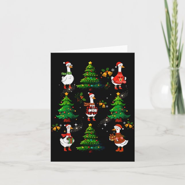 Tarjeta Funny Retro Merry Goosemas Christmas Silly Goose X (Anverso)