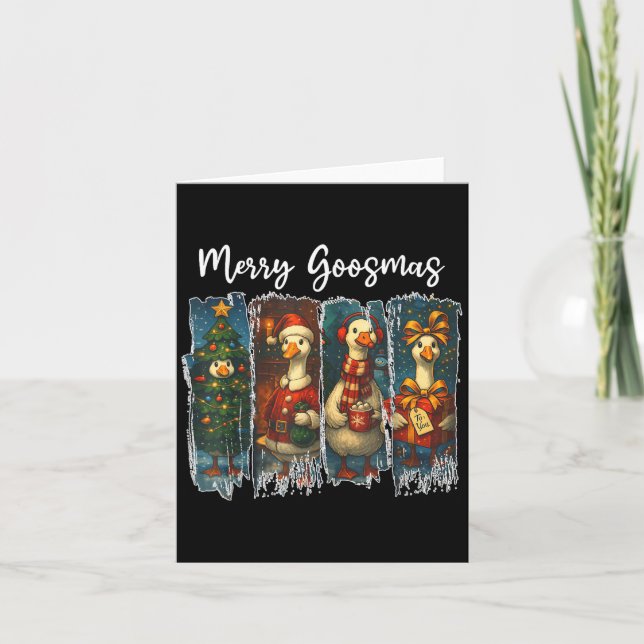 Tarjeta Funny Retro Merry Goosemas Navidades Silly Goose X (Anverso)