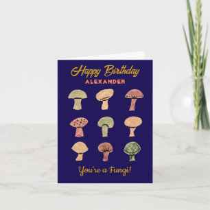 Tarjeta Funny Retro Mushroom Pun Cute Fungi Cumpleaños