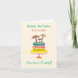 Tarjeta Funny Retro Mushroom Pun Cute Fungi Cumpleaños