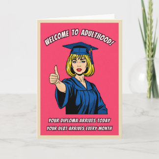 Tarjeta Funny Retro Pop Art College Graduation Humor