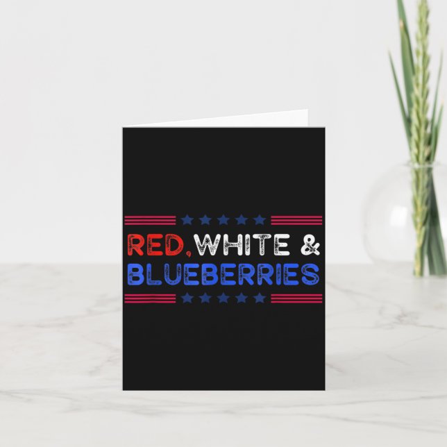 Tarjeta Funny Retro Red, White And Blueberries Patriot  (Anverso)