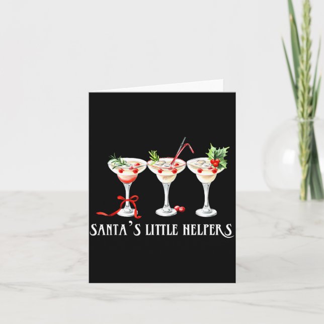 Tarjeta Funny Retro Santa's Little Helper Martini Merry Ch (Anverso)