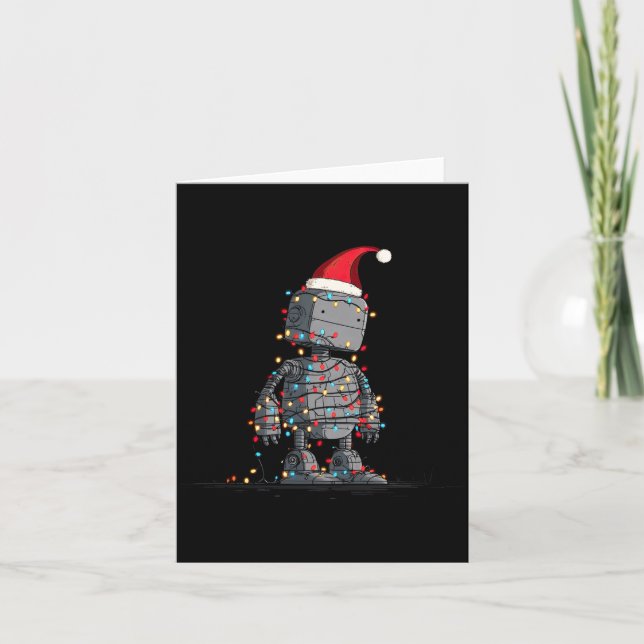 Tarjeta Funny Robot Christmas Graphics Lights Lover Long S (Anverso)